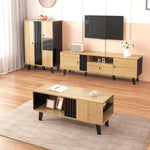 Living Room Furniture Set, 3-Piece Coffee Table TV Cabinet Sideboard, Wood and Black
