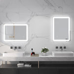 LED Bathroom Mirror 50x70cm, 3 Light Colors, Anti-Fog, Silver Glass