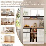 Modern Kitchen Cabinet with Drawers Adjustable Shelves Open Storage - White