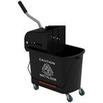 Cleaning Cart, 20 Liter Mop Bucket with Press, 2 Chambers, Black