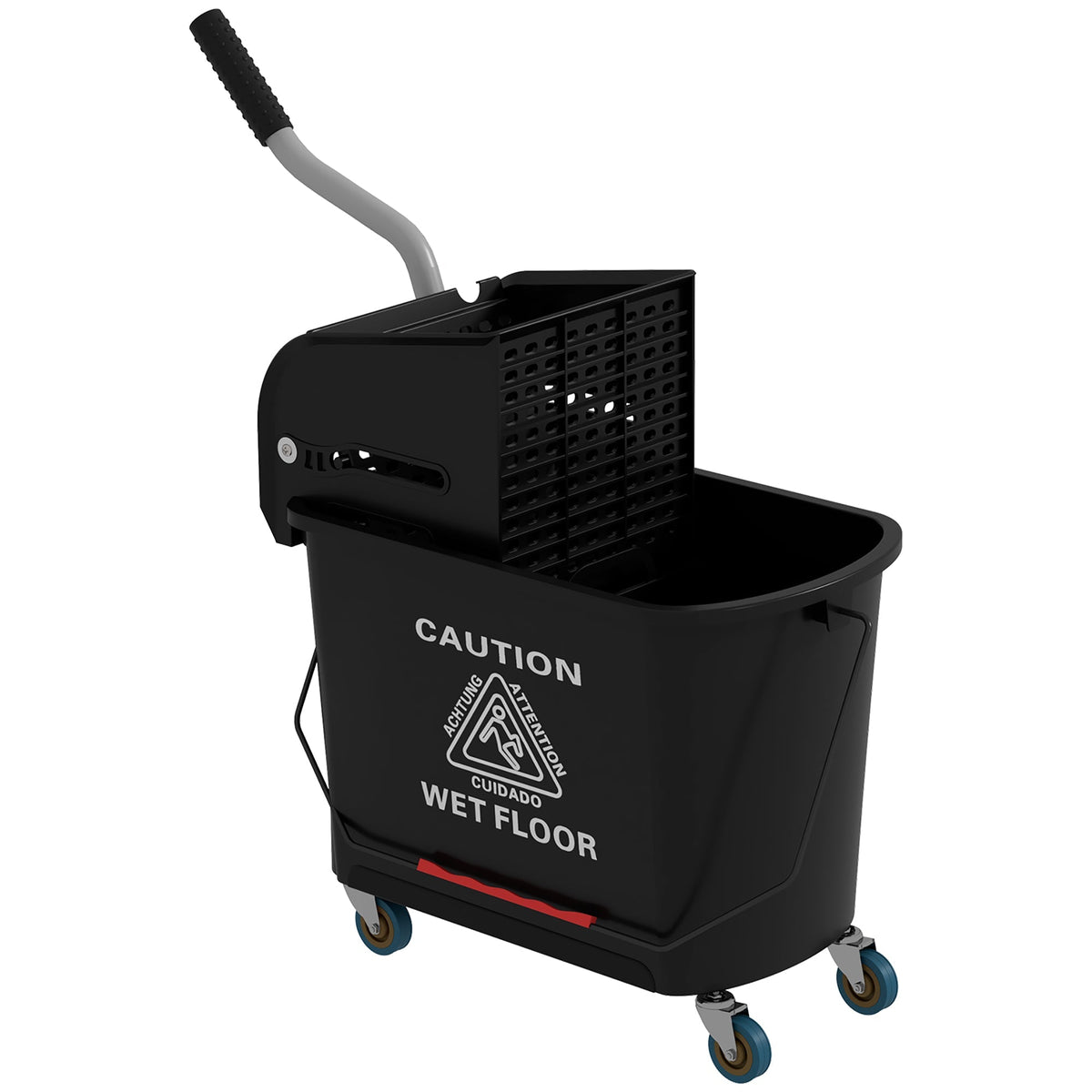 Cleaning Cart, 20 Liter Mop Bucket with Press, 2 Chambers, Black