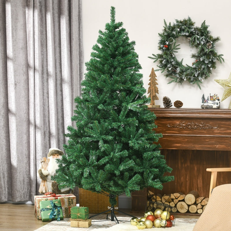 Christmas Tree 1.8m Artificial Fir 1000 Branches Metal Base Green PVC