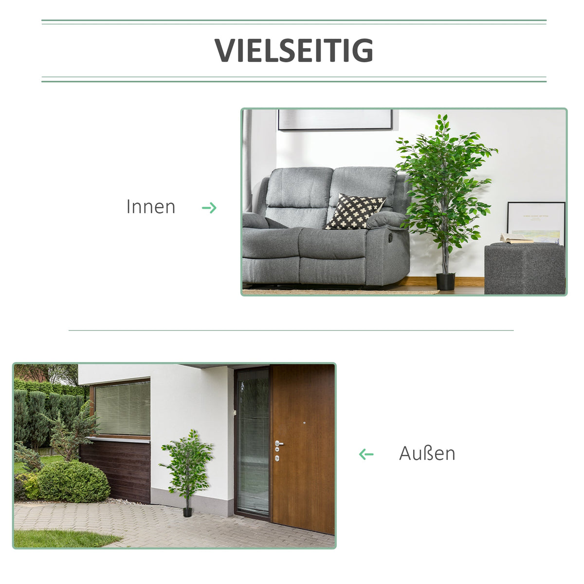 Artificial Ficus Tree 135 cm Large Realistic in Pot, Plastic