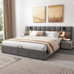Upholstered Bed 160x200cm Hydraulic Storage Lamp USB - Velvet Grey