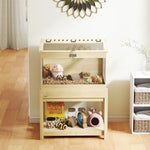 Hamster Cage 2 Tier Rodent Cage, Folding Lid, Natural Wood
