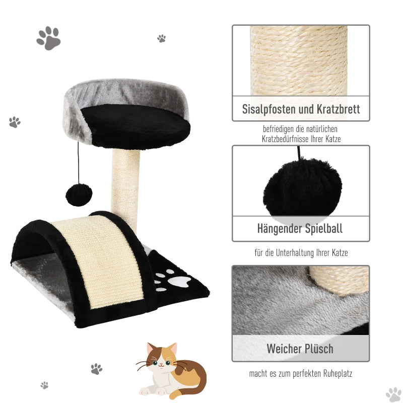 Cat Tree, Play Balls & Sisal Rope Scratching Posts, Black