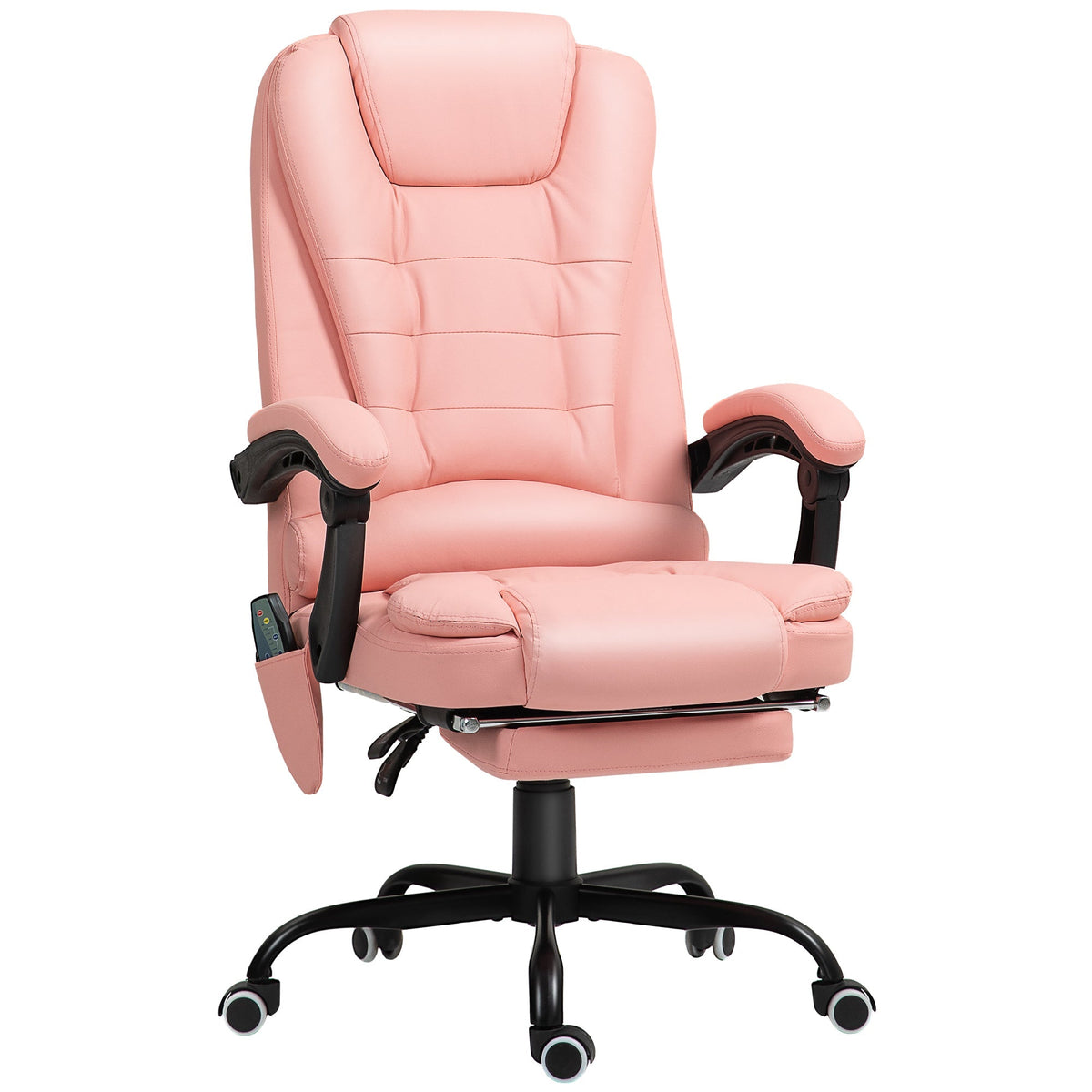Office Chair, 7-Point Massage Reclining Height-Adjustable 120 kg Capacity, Pink