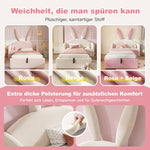 Bunny Ear Kids Bed 90x190cm, Hydraulic Storage, Beige Velvet