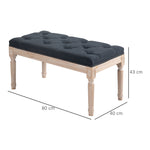 Upholstered Bench Vintage, Seat Bed Hallway with Buttons, Dark Grey Linen