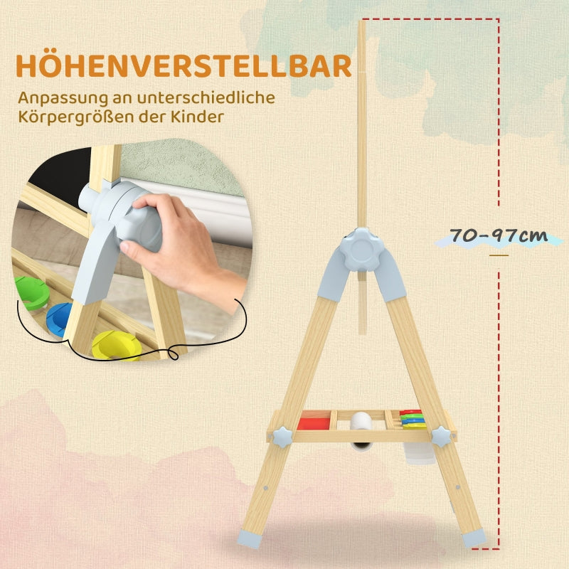 Children's Easel Double-Sided Whiteboard Chalkboard Height-Adjustable Paper Roll Natural