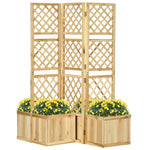 Balcony Screen Room Divider 133x165cm 3-Piece 4 Flower Boxes Weatherproof Natural Color