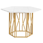 Hexagonal Marble Dining Table Modern Metal Branch Base Coffee Table Gold