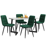 5-Piece Dining Set 117cm Rectangular Kitchen Table & 4 Dark Green Velvet Chairs Black Legs