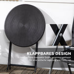 Round Folding Table, Ø60cm Garden Dining, Dark Grey Wood Look