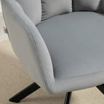 Swivel Lounge Chair with Armrest, Metal Legs, Grey Velvet
