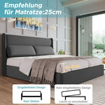 Upholstered Bed 160x200cm Hydraulic Storage Adjustable Headrests - Linen Grey