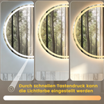 Round LED Bathroom Mirror 80x80cm, Dimmable Fog-Free Glass