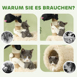 Cat Tree, Scratching Post Tunnel & Toys 98cm, Sheep Design Light Brown