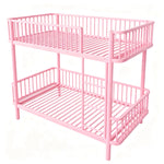 Metal Bunk Bed 90x200 with Safety Railing, Space-Saving, Black, Pink