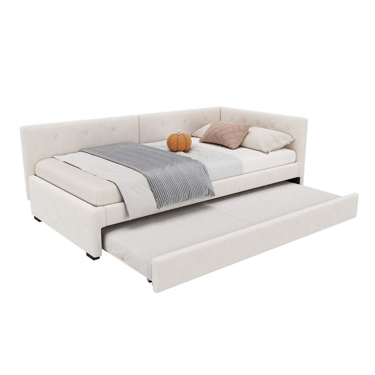 Daybed 90x200cm Rollaway Bed Minimalist Style - Beige