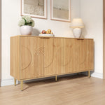 Modern Sideboard with 4 Doors and Adjustable Shelves, Natural Wood Look