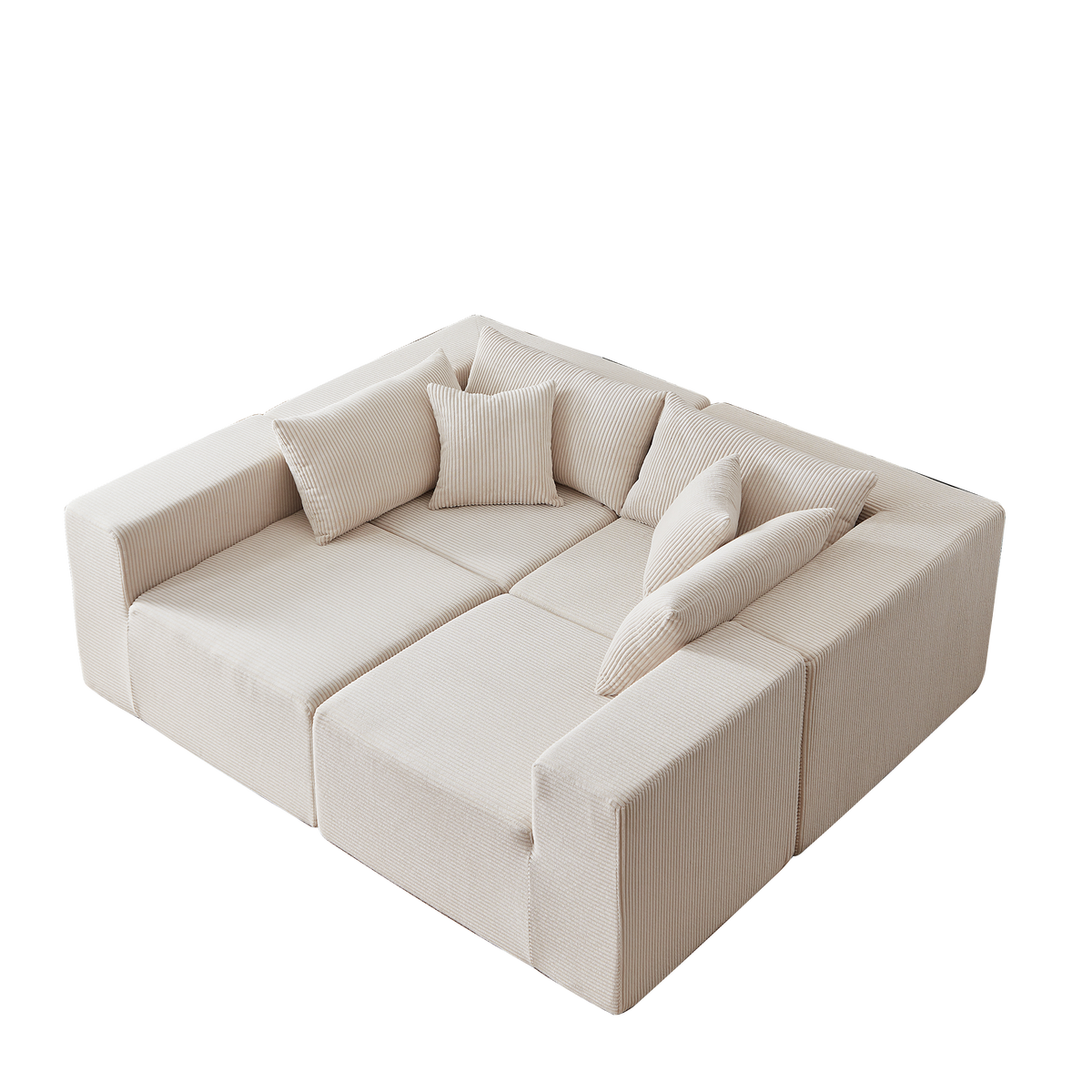 Modular L-Shaped Sectional Sofa 104-Inch 4-Piece - Corduroy
