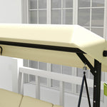 Outsuuny Porch Swing, 2-in-1 Reclining 3-Seater with Adjustable Sunroof, 240 kg, Beige