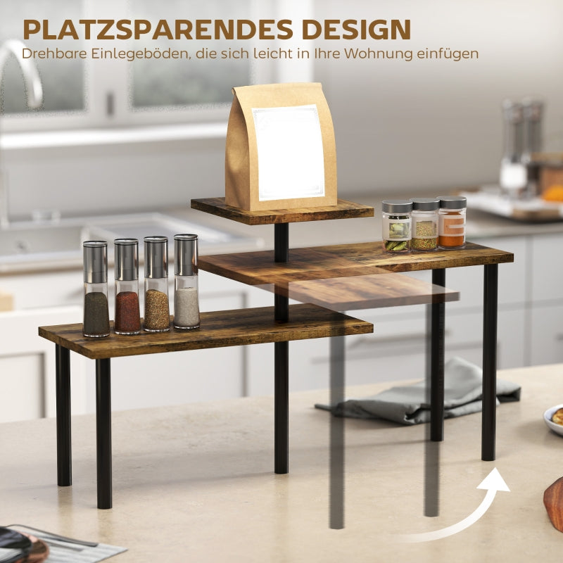 Kitchen Shelf, Rotating 3-Level Microwave Rack, Industrial Standing Metal
