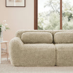 4-Seater L-Shaped Sofa Modular Chaise Plush Fabric - Light Khaki