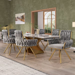 Velvet Dining Chair, Set of 6 Luxury Swivel Leisure Chairs with Metal Legs, Grey Velvet