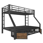 Children's Bunk Bed with Storage & Ladder 90x200/140x200 cm, Black