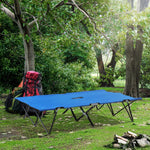 Folding Camping Bed, 2 Person with Carry Bag, 136 kg, Steel Oxford, Blue and Black