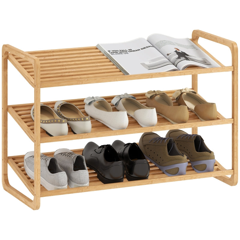 Bamboo Shelf 3-Tier Design 30 kg Load Capacity Wood