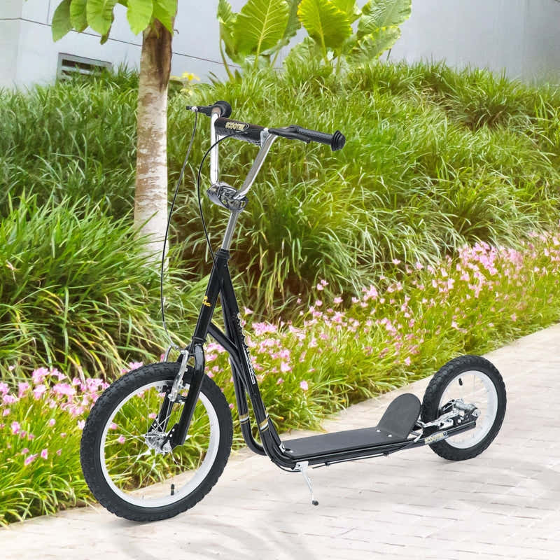 Children's Scooter 16/12 inch, Kick Scooter with Brakes, Black