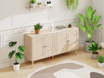 Sideboard 4 Doors Unique Wave Pattern 150x40x80cm - Wood Look