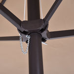 Parasol Market Umbrella Double Oval with Hand Crank, Light Coffee