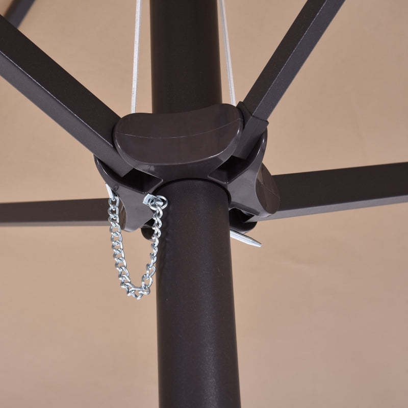 Parasol Market Umbrella Double Oval with Hand Crank, Light Coffee