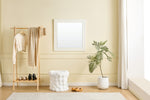 Square Wall Mirror 80x80cm Modern Design White Wood Look