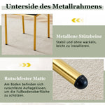 Chic Dining Chairs, Set of 4 with Vertical Embossing and Metal Legs, Black and Gold