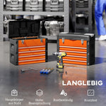 Tool box, 49.7 x 25.3 x 40.7 cm, 4 drawers, steel, orange
