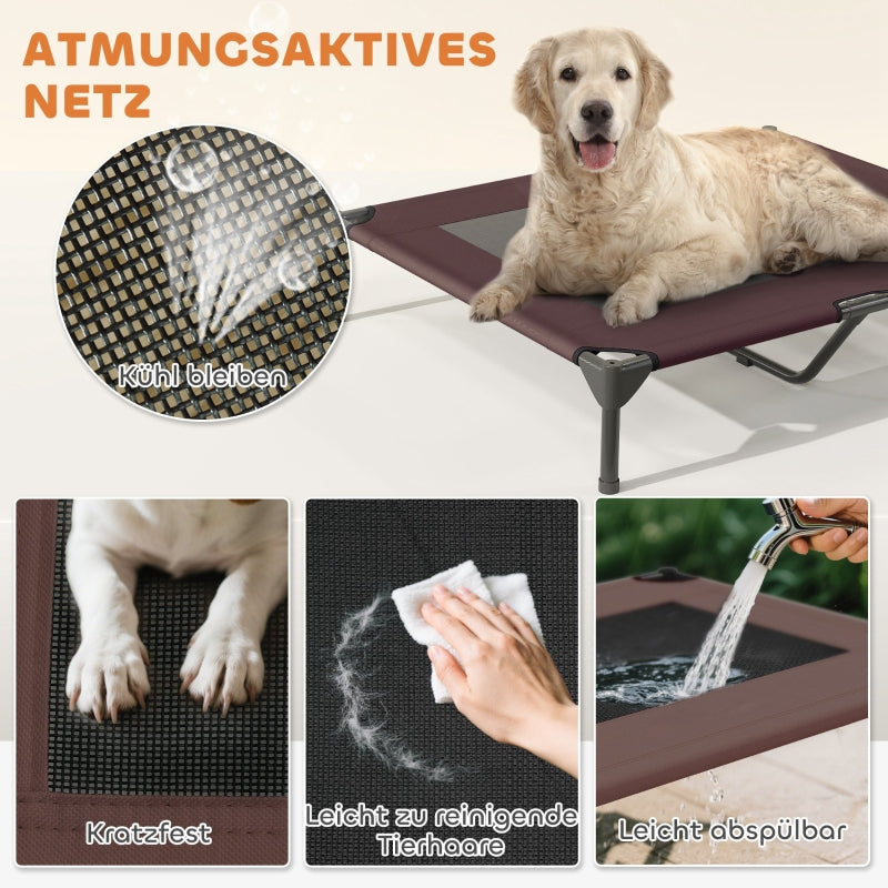 Outdoor Dog Bed, Roof Raised for Large Dogs, Coffee