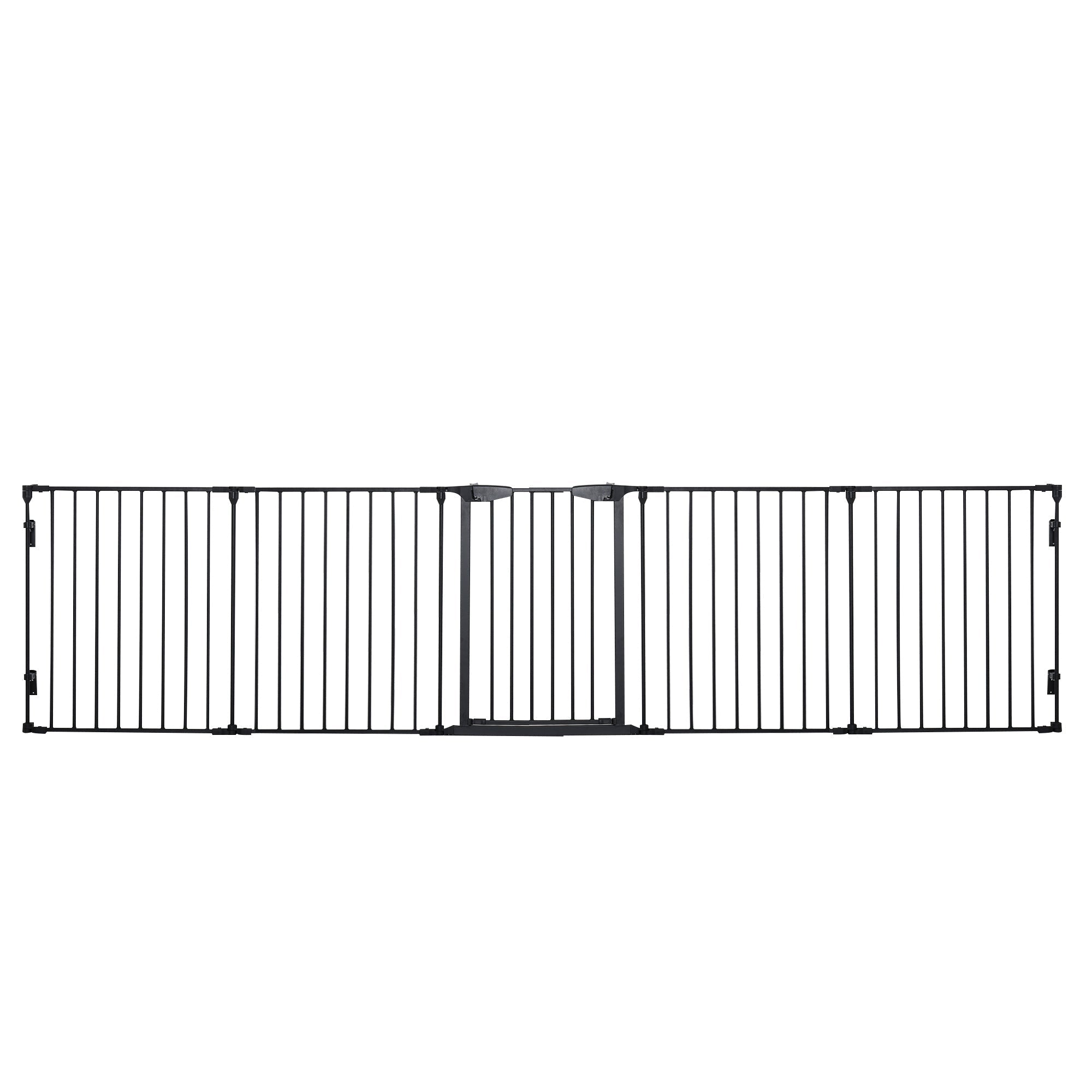 2-in-1 Puppy Playpen, Foldable Barrier with Door, Metal, Black