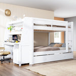 Bunk Bed 140x200cm with Desk, Cabinet & Drawers, White