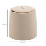 Ottoman Stool Round Storage Beige Velvet