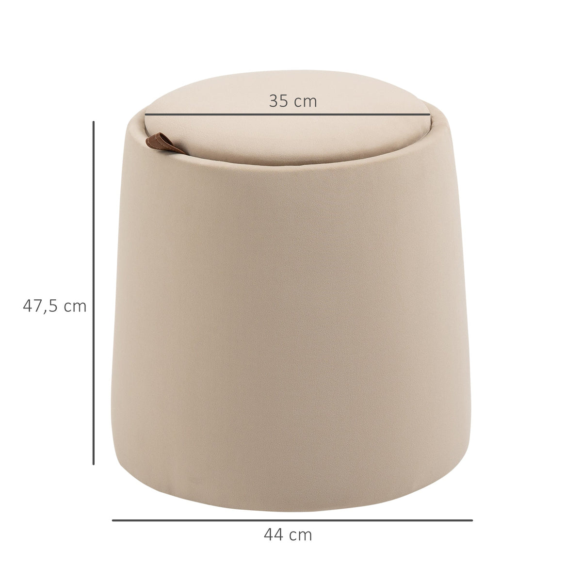 Ottoman Stool Round Storage Beige Velvet