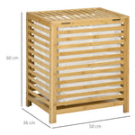 Laundry Basket 55L with Lid and Removable Bag, Bamboo