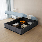 Bed Frame 140x200cm with Gas Lift & Mattress, Grey Dutch Velvet
