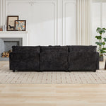 Cloud Sofa 3 Seater Modern Sectional Couch with Double Layer Upholstered Cushion, Black Chenille Fabric