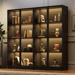 Glass Display Case, App-Controlled LED Lighting 4-Door Storage Cabinet, Freestanding