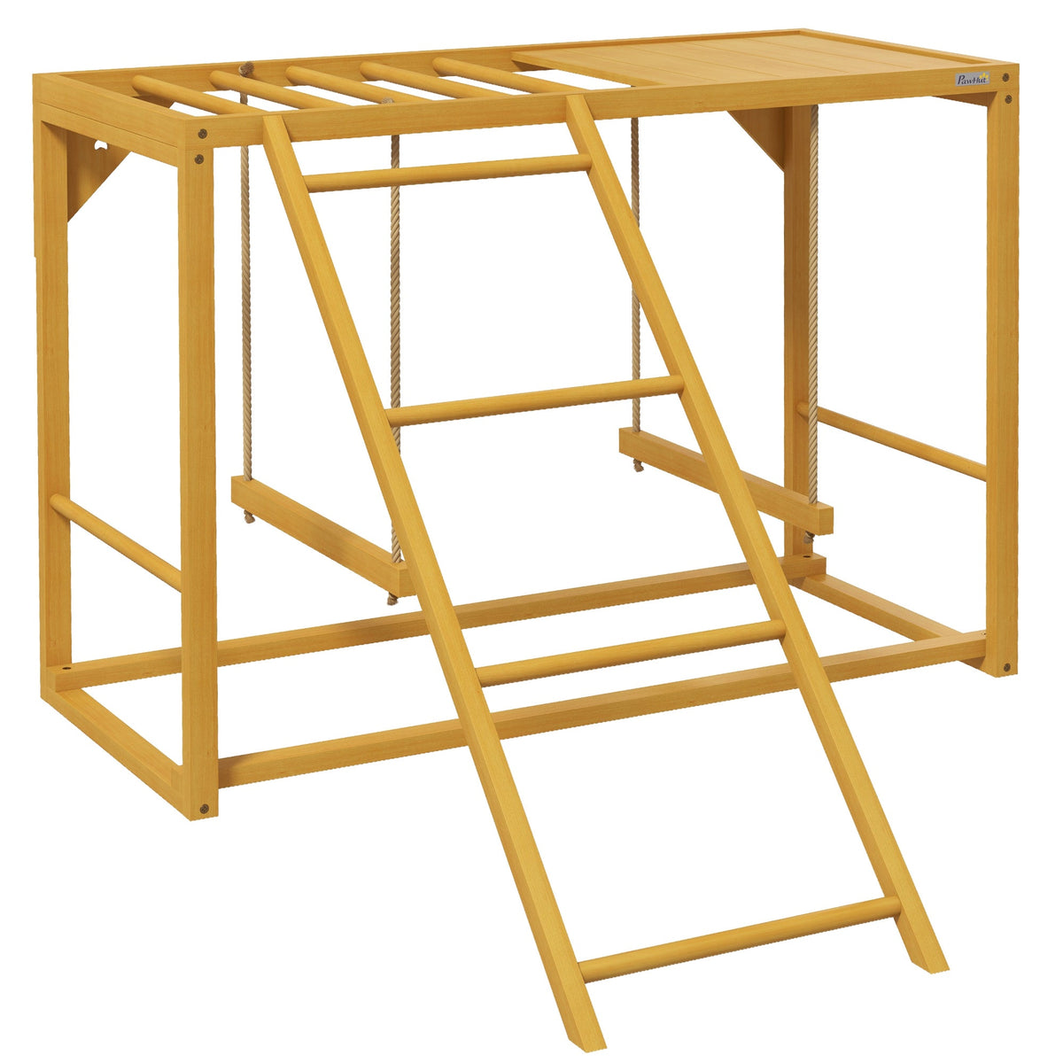 Chicken Play Frame, Playground with Swings and Ladder for 3-4 Chickens, Natural Wood